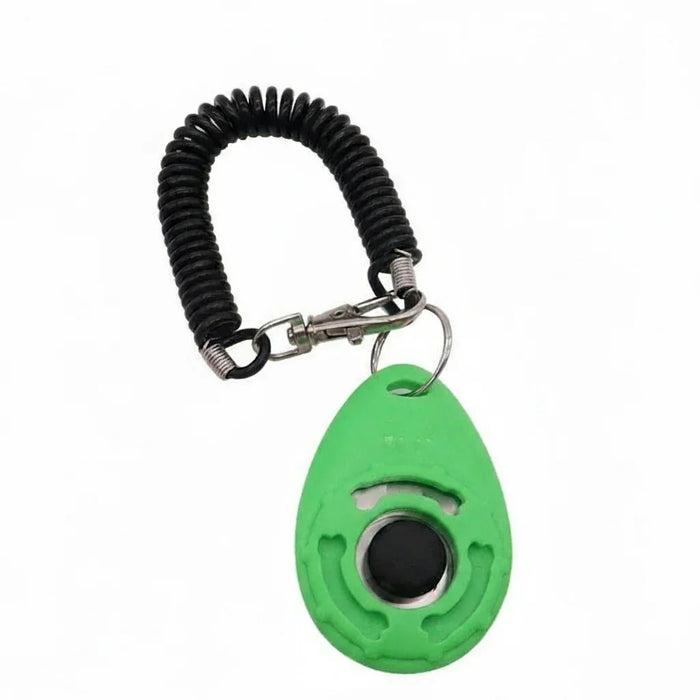 Clicker de adestramento verde com pulseira preta para treinamento de cães