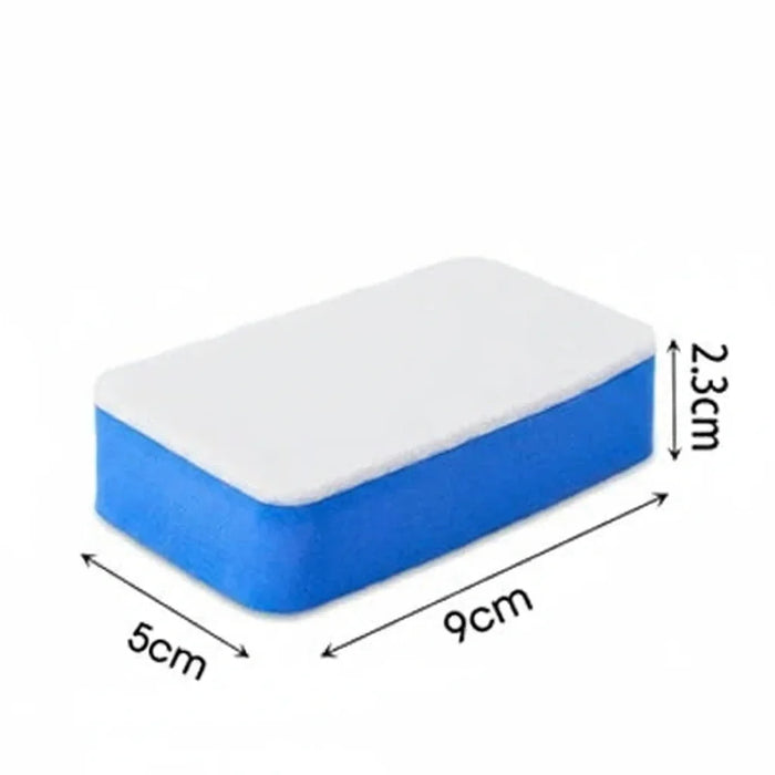 Esponja retangular azul e branca para quadro branco, 9x5x2,3 cm, fundo branco