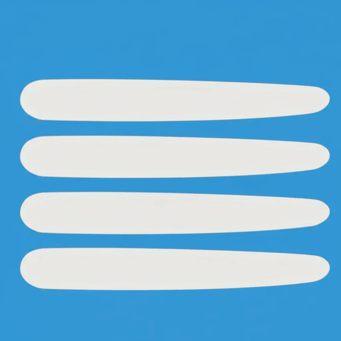 Quatro formas brancas ovaladas em fundo azul, design minimalista vetorial.